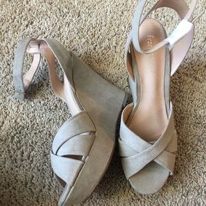 Gray Suede Never Worn Wedge Heels SZ 10